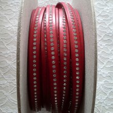 Couro B-Vermelho 10 mm Strass Swarovski por 20 cm