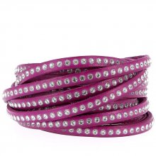 Couro lilás 06 mm strass Swarovski por 20 cm