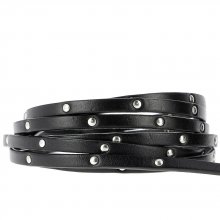 Couro preto 05 mm Rebite por 20 cm