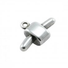 Fecho de prata para cordão de pvc oco 5 mm