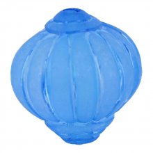 Pérola Lucite em forma de lampião estriada azul real