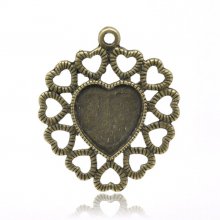 1 suporte para cabochão Coração N°01 Bronze