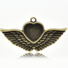 1 suporte para cabochão Coração N°02 Bronze