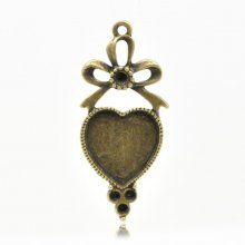1 suporte para cabochão Coração N°03 Bronze