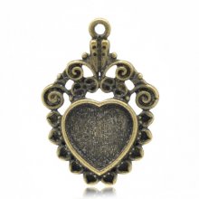 1 suporte para cabochão Coração N°04 Bronze