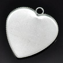 1 suporte para cabochão Coração N°05 Prata