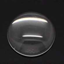 Cabochão redondo de 14 mm em vidro transparente rebarbado N°04