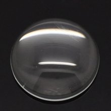 Cabochão redondo de 18 mm em vidro transparente com rebarba N°07