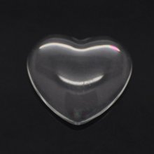 Coração cabochão 14 x 15 mm em vidro transparente rebarbado N°22