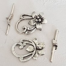 5 fechos de báscula Padrões de flores Prata romântica