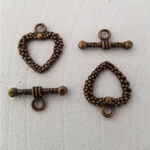 5 fechos de báscula com motivo de coração Bronze N°16