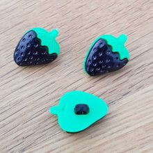 Botões de fantasia, crianças, bebés Padrão morango N°02 verde e preto