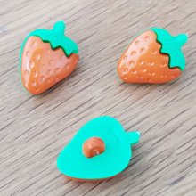 Botões de fantasia, crianças, bebés Padrão morango N°03 verde e laranja