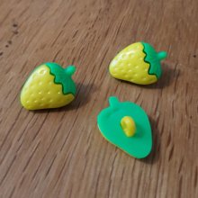 Botões de fantasia, crianças, bebés Padrão morango N°13 verde e amarelo