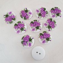 Flores de madeira com maçaneta 30 mm N°07 x 10 peças