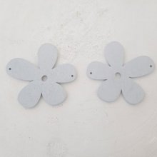 Flor Pendente ou conector em madeira 57 mm cinzento claro