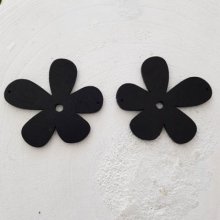Flor Pendente ou conector em madeira 57 mm Preto