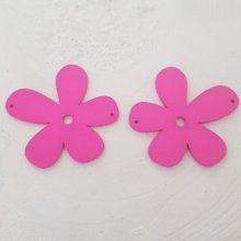 Pingente ou conector Flower Wood 57 mm Rosa fluorescente