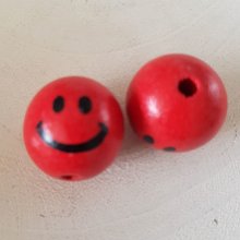 Cabeça de pérola de madeira com carácter N°03 Vermelho
