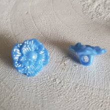 Botão fantasia, crianças, bebés Padrão floral N°02-01 Azul