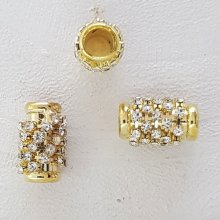 Pérola dourada e strass N°01