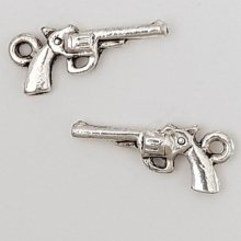 Pistola revólver Charm N°01 Prata x 10 peças
