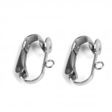 Suporte para brincos com pinça em aço inoxidável N°01 x 1 par