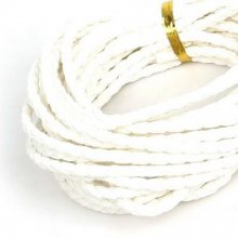 5 metros Cordão de couro sintético entrançado branco de 3 mm