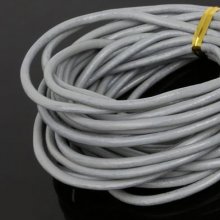 1 metro Cordão redondo de couro liso Cinzento 3 mm