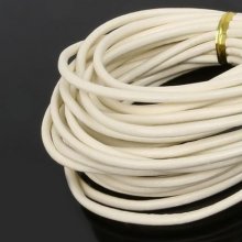 1 metro Cordão redondo de couro liso Ivory 3 mm