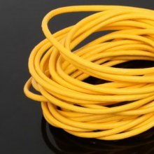 1 metro Cordão de couro liso redondo Amarelo 3 mm
