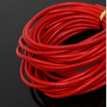 1 metro Cordão redondo de couro liso Vermelho 3 mm