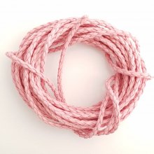 1 metro Cordão redondo de imitação de couro entrançado Rosa escuro 3 mm
