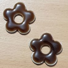 Flor Metal Esmalte 28 mm Castanho