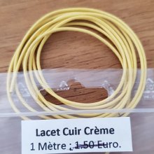 1 metro Cordão redondo de couro liso Creme 1 mm