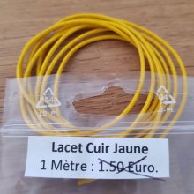 1 metro Cordão de couro liso redondo Amarelo 1 mm