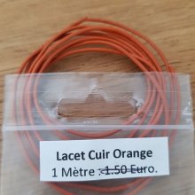 1 metro Cordão redondo de couro liso Laranja 1 mm