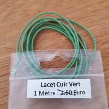 1 metro Cordão redondo de couro liso Verde 1 mm