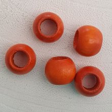5 Contas de madeira redondas 14/11 mm laranja