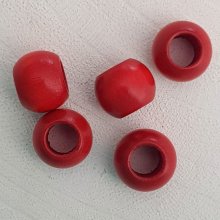 5 contas de madeira redondas 14/11 mm vermelho
