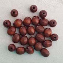 10 Contas de madeira Oval / Azeitona 13/10 mm Castanho