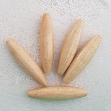10 Contas de madeira Oval / Oliva 40/10 mm Bege