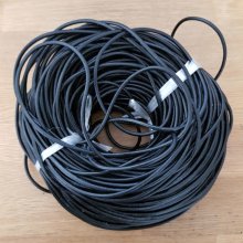 10 metros Cordão redondo de couro liso Preto 3 mm