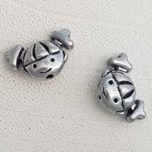 Conta de metal Menina 3D prata N°01