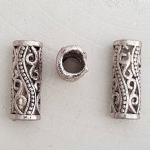 Conta tubular prateada N°16