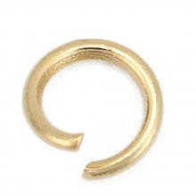 20 Anéis de junção abertos 04 mm Aço inoxidável banhado a ouro