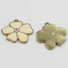 Flor de metal esmaltado 25 mm Marfim