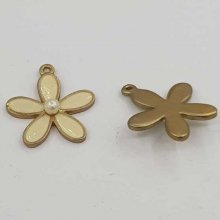 Flor de metal esmaltado 26 mm Marfim