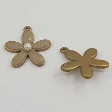 Flor de metal esmaltado 26 mm cinzento