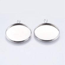 10 suportes para cabochões 25mm Prata Antiga, Aço Inoxidável